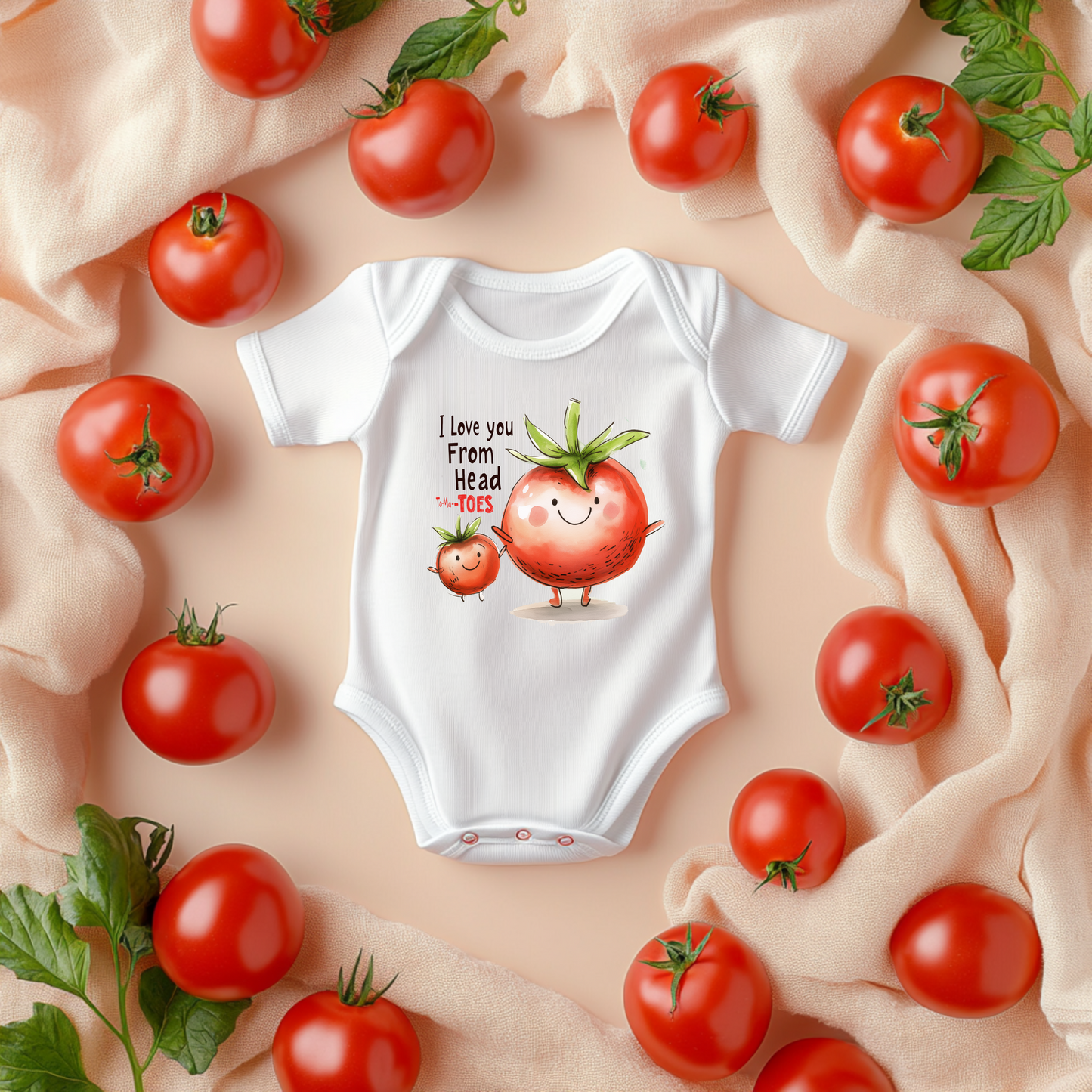 Head to-MA-TOES Baby Bodysuit – Funny Tomato Baby Gift