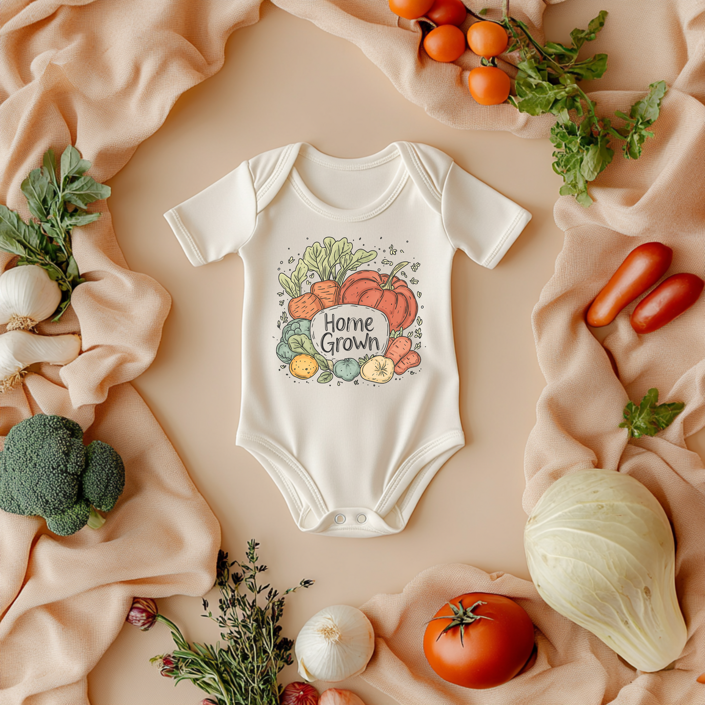 Home Grown Baby Bodysuit – Organic Vegetable Baby Outfit