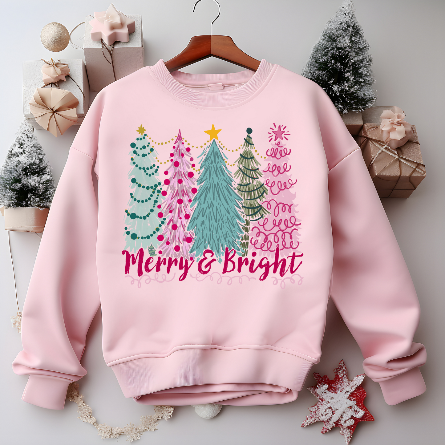 Merry And Bright Sweatshirt – Christmas Vibes Gift