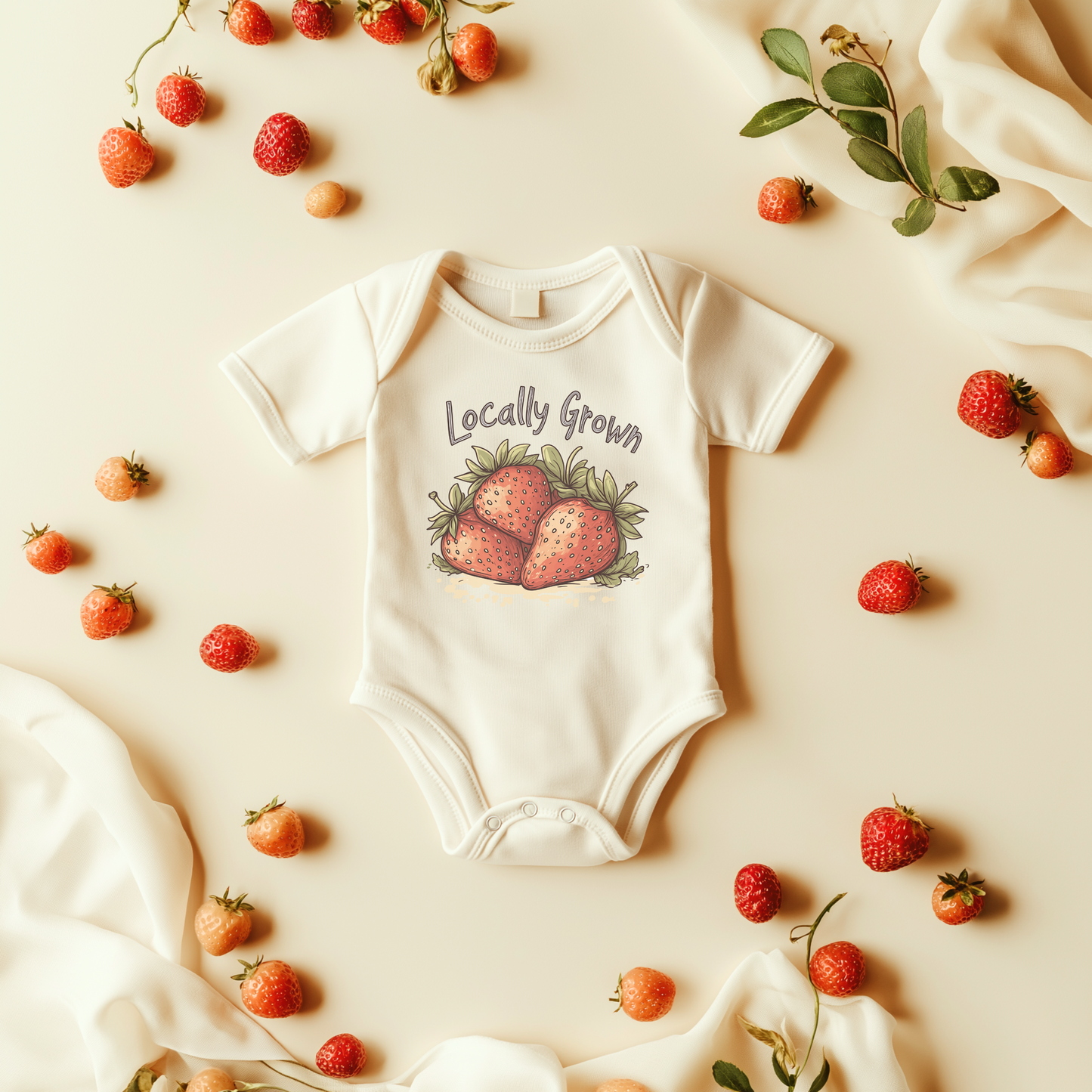 Locally Grown Strawberry Baby Bodysuit – Cute Gift
