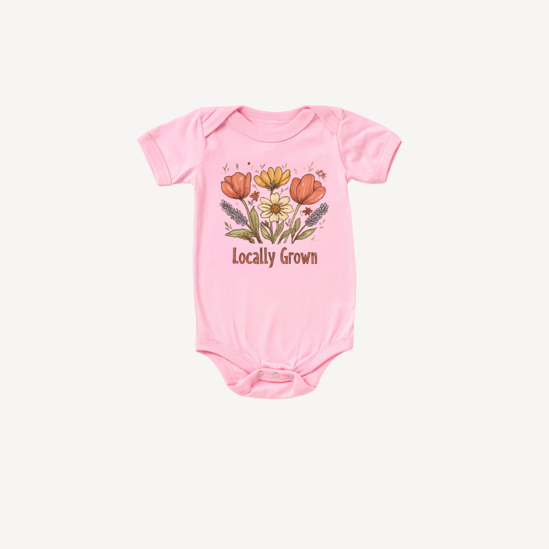 Locally Grown Floral Baby Bodysuit – Botanical Baby Shower Gift
