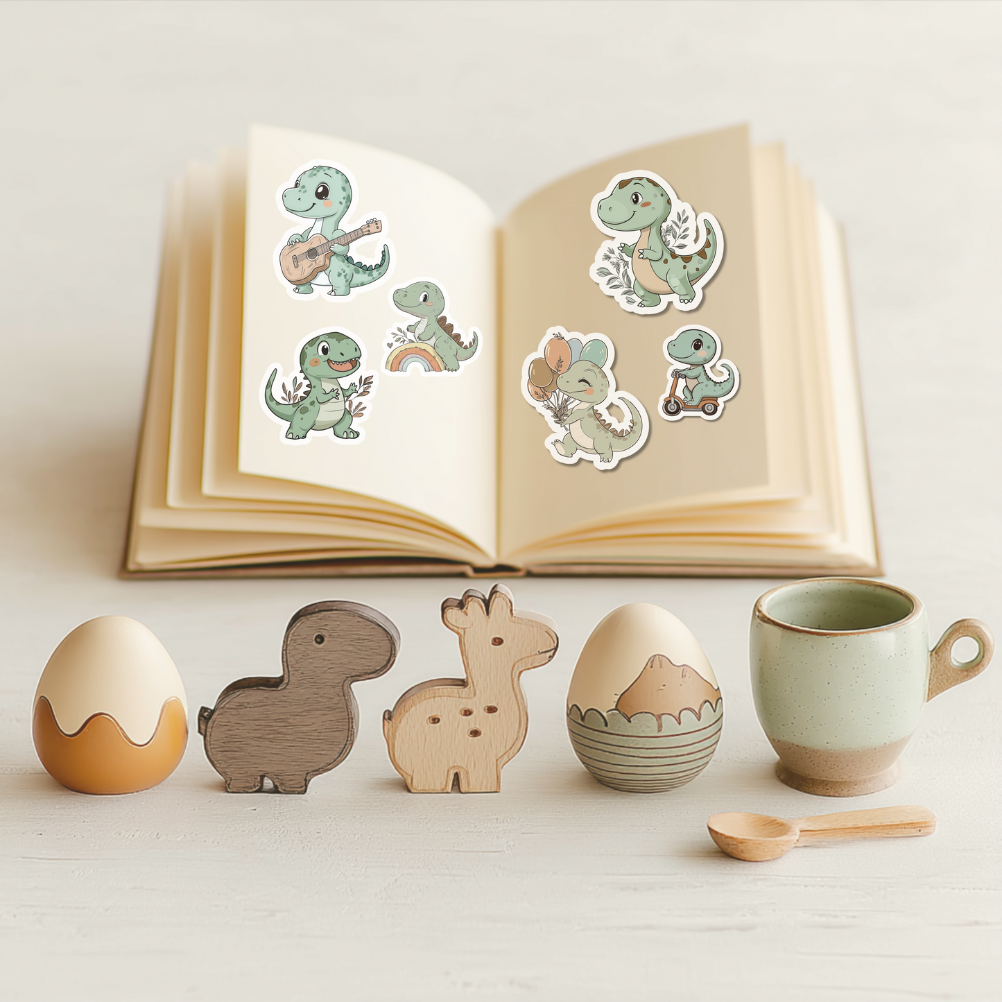 Retro Dinosaur Sticker Bundle – Digital Download