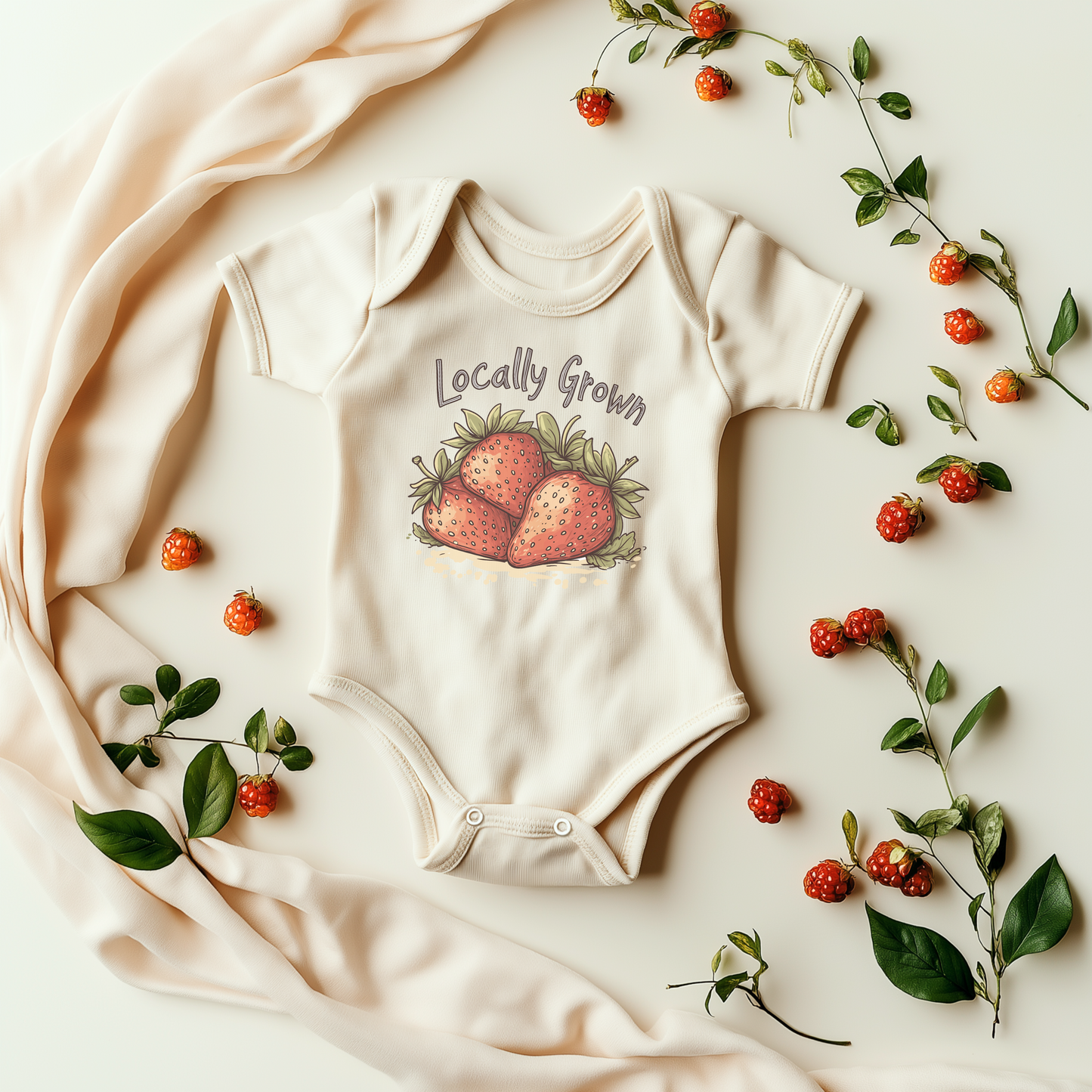 Locally Grown Strawberry Baby Bodysuit – Cute Gift