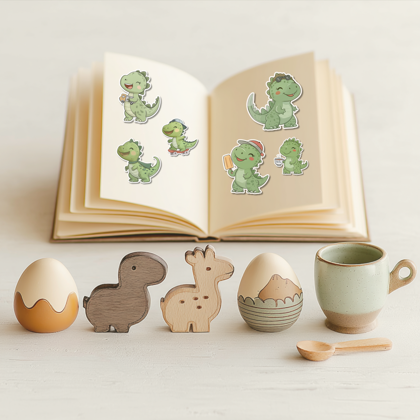 Retro 2 Dinosaur Sticker Bundle – Digital Download