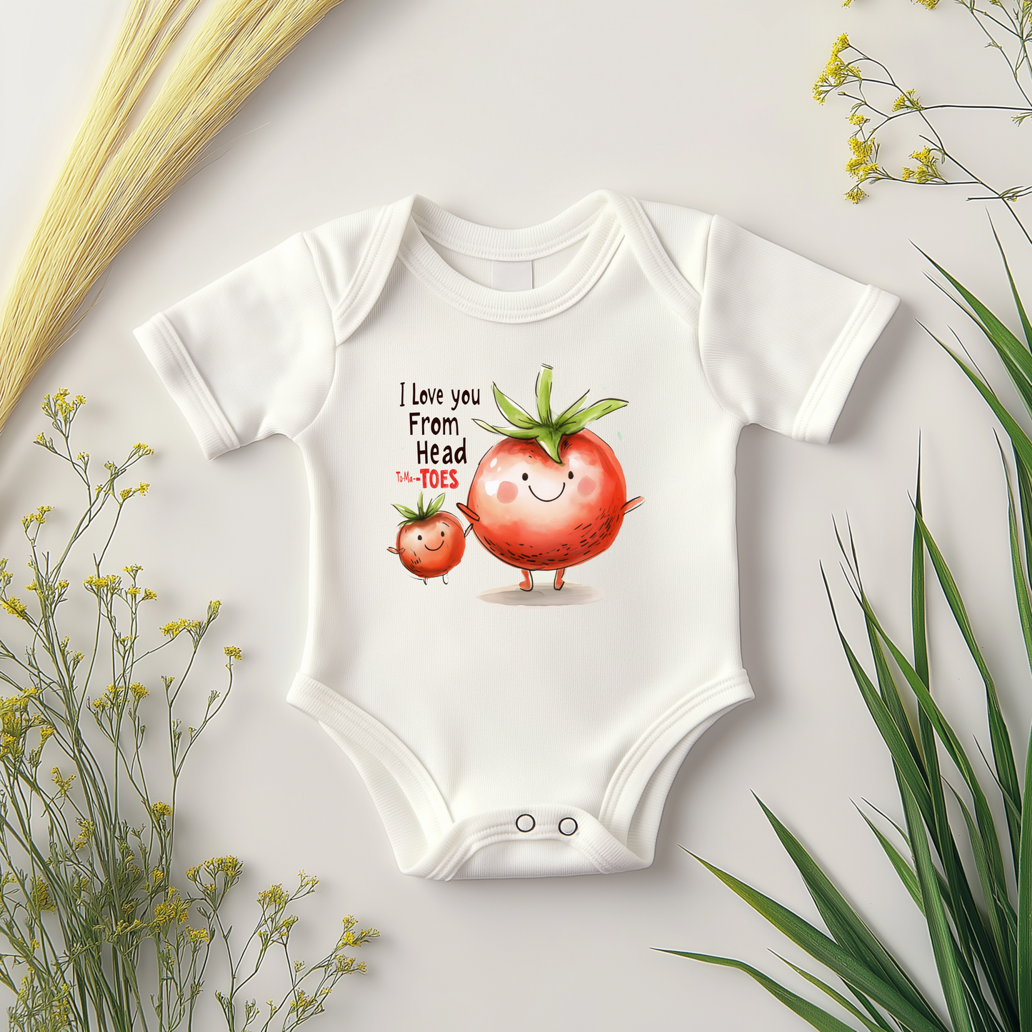 Head to-MA-TOES Baby Bodysuit – Funny Tomato Baby Gift