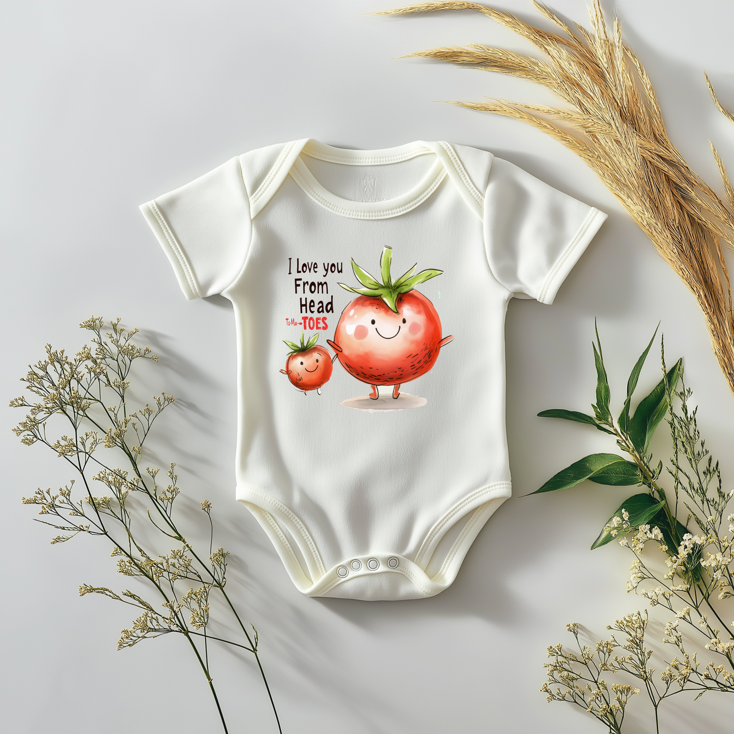 Head to-MA-TOES Baby Bodysuit – Funny Tomato Baby Gift