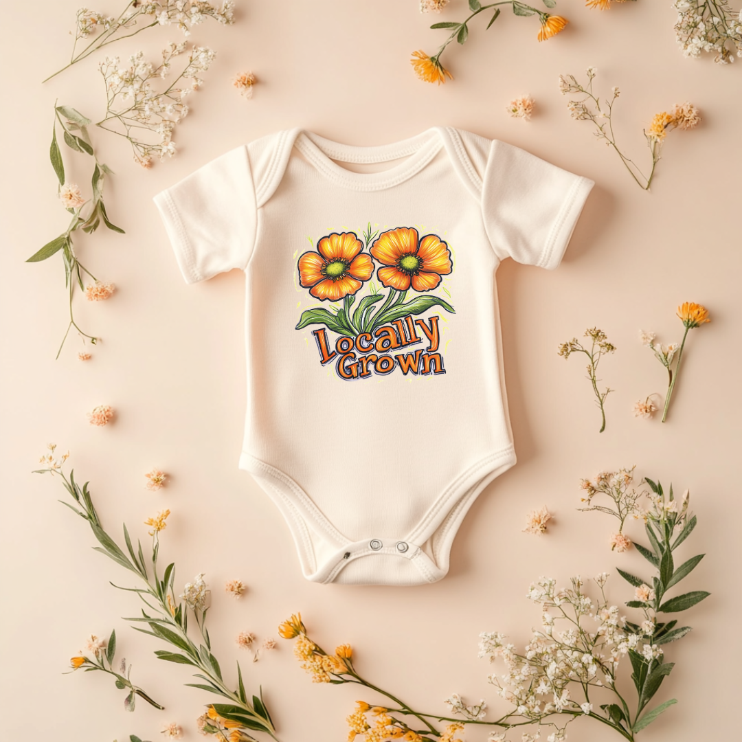 Locally Grown Floral Baby Bodysuit – Botanical Baby Shower Gift
