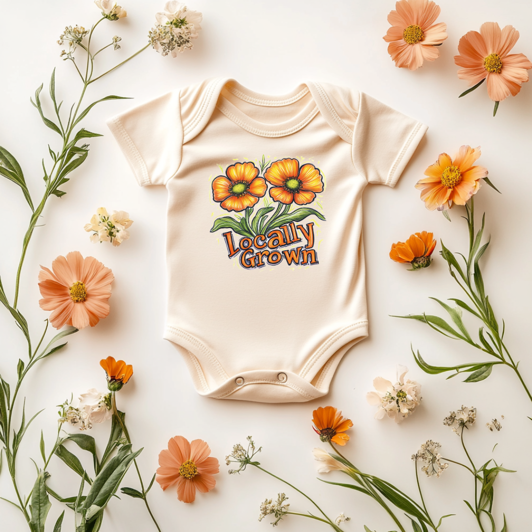 Locally Grown Floral Baby Bodysuit – Botanical Baby Shower Gift
