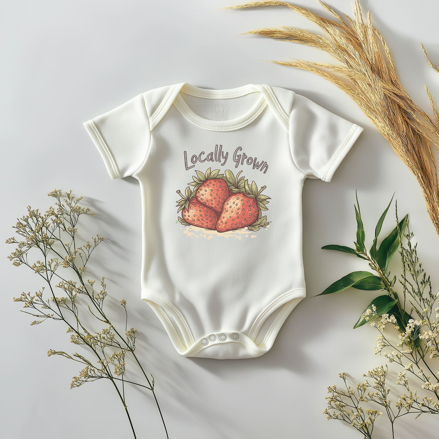 Locally Grown Strawberry Baby Bodysuit – Cute Gift
