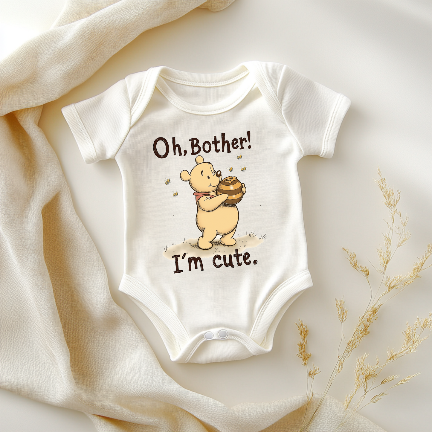 Oh Bother I’m Cute Baby Bodysuit – Classic Bear Honey Jar Outfit
