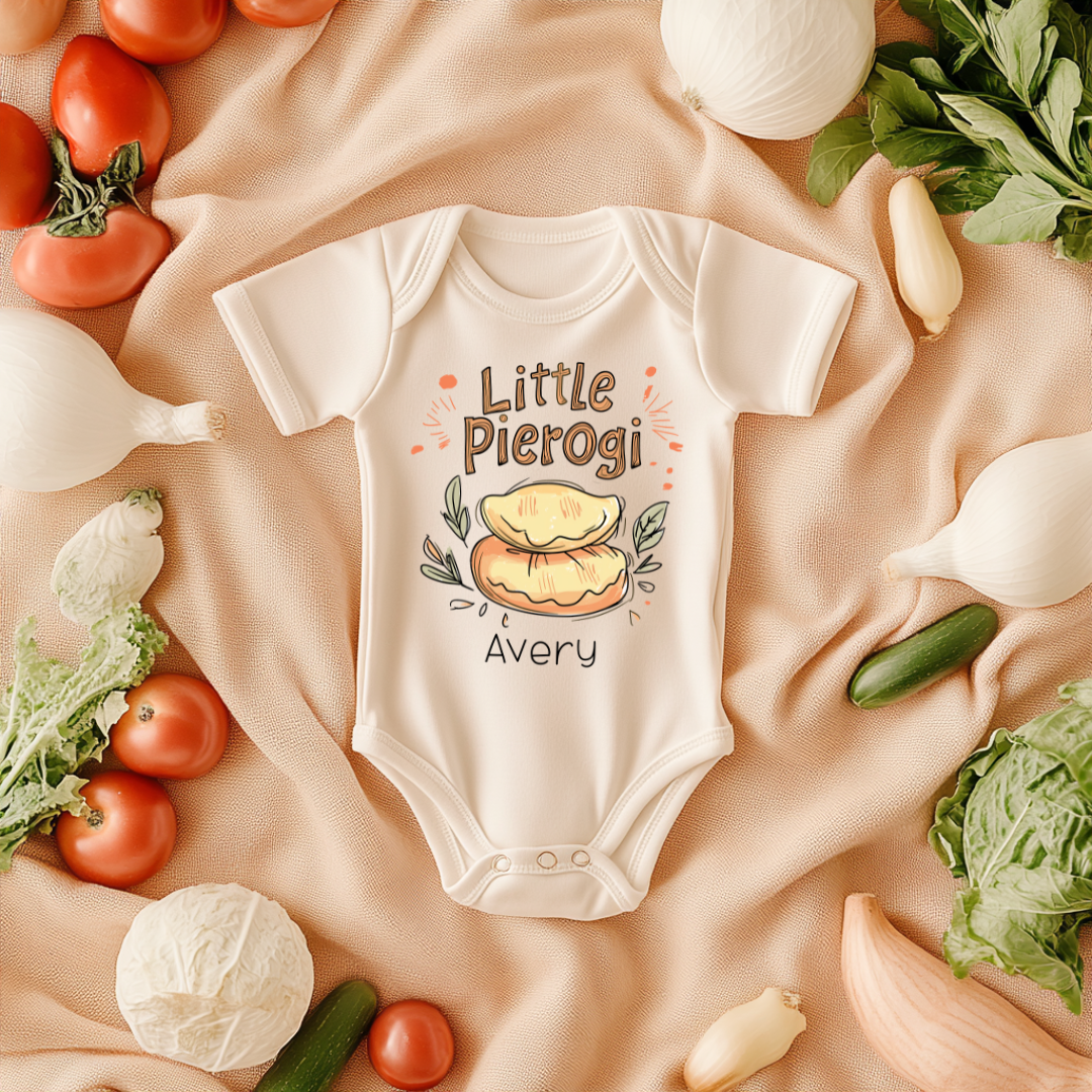 Little Pierogi Baby Bodysuit โ Funny Food Baby Shower Gift