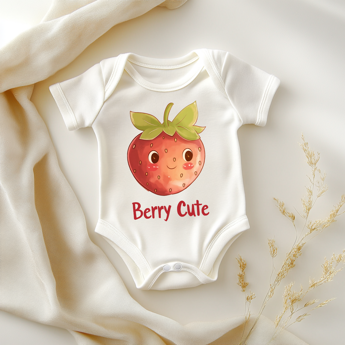 Berry Cute Baby Bodysuit – Strawberry-Themed Organic Baby Outfit