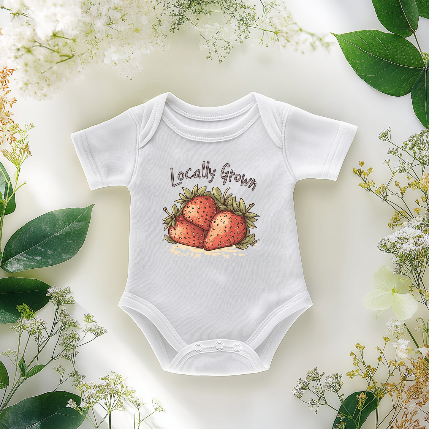 Locally Grown Strawberry Baby Bodysuit – Cute Gift