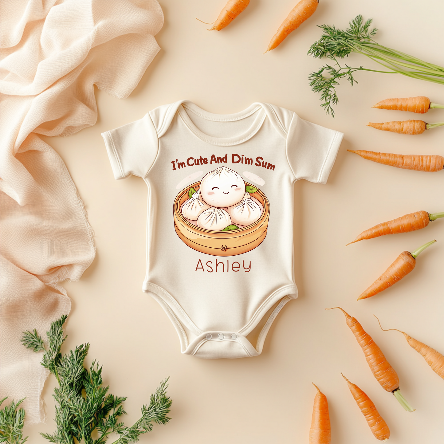 I’m Cute and Dim Sum Baby Bodysuit – Funny Foodie Baby Outfit