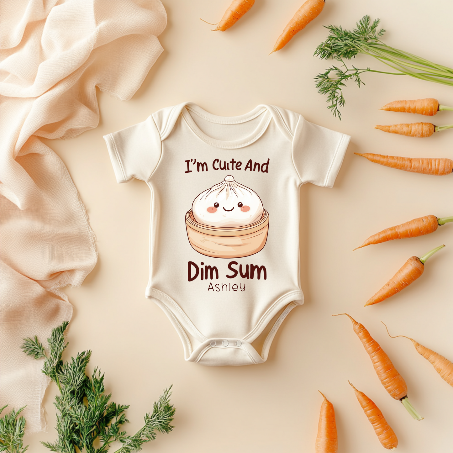 I’m Cute and Dim Sum Baby Bodysuit – Funny Foodie Baby Outfit