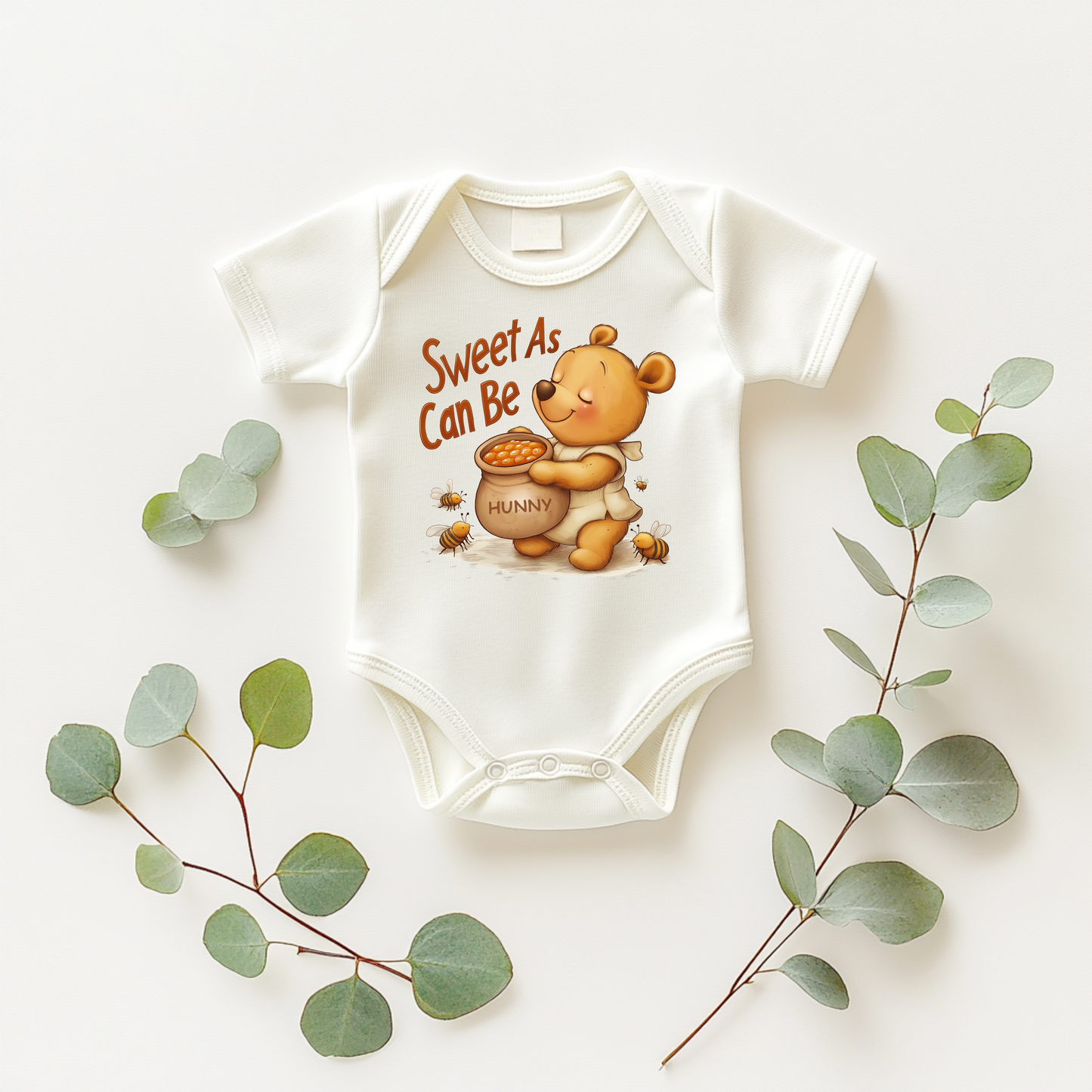 Sweet As Can Be Baby Bodysuit – Cute Honey Bear with Bees