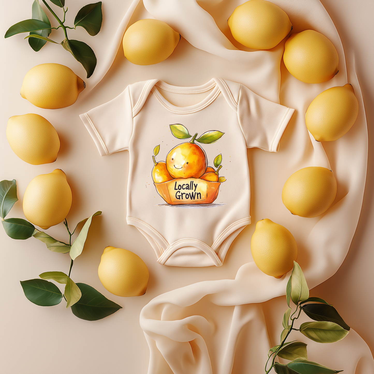 Locally Grown Orange Baby Bodysuit – Cute Citrus Baby Gift