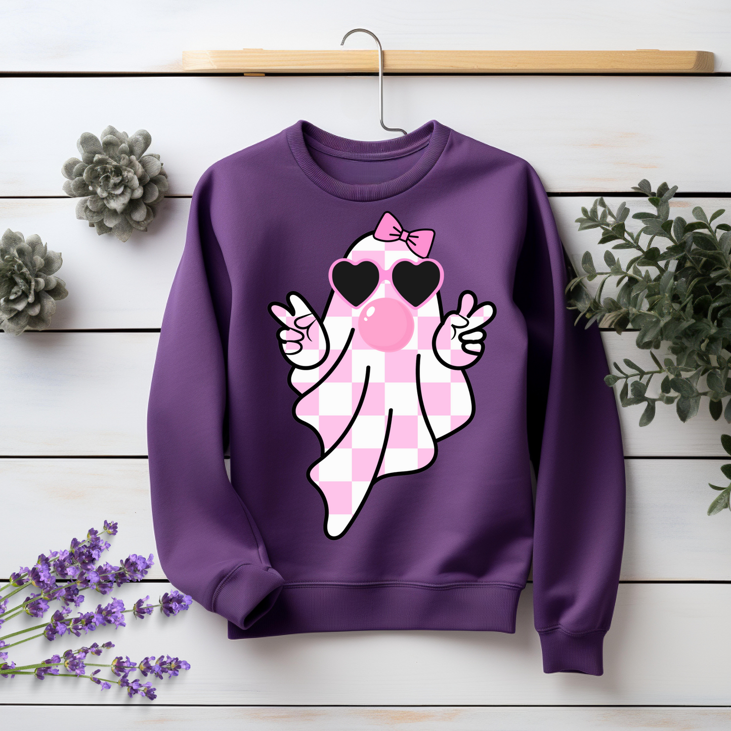 Halloween Sweatshirt - Ghost Blowing Bubble Halloween Vibes Gift