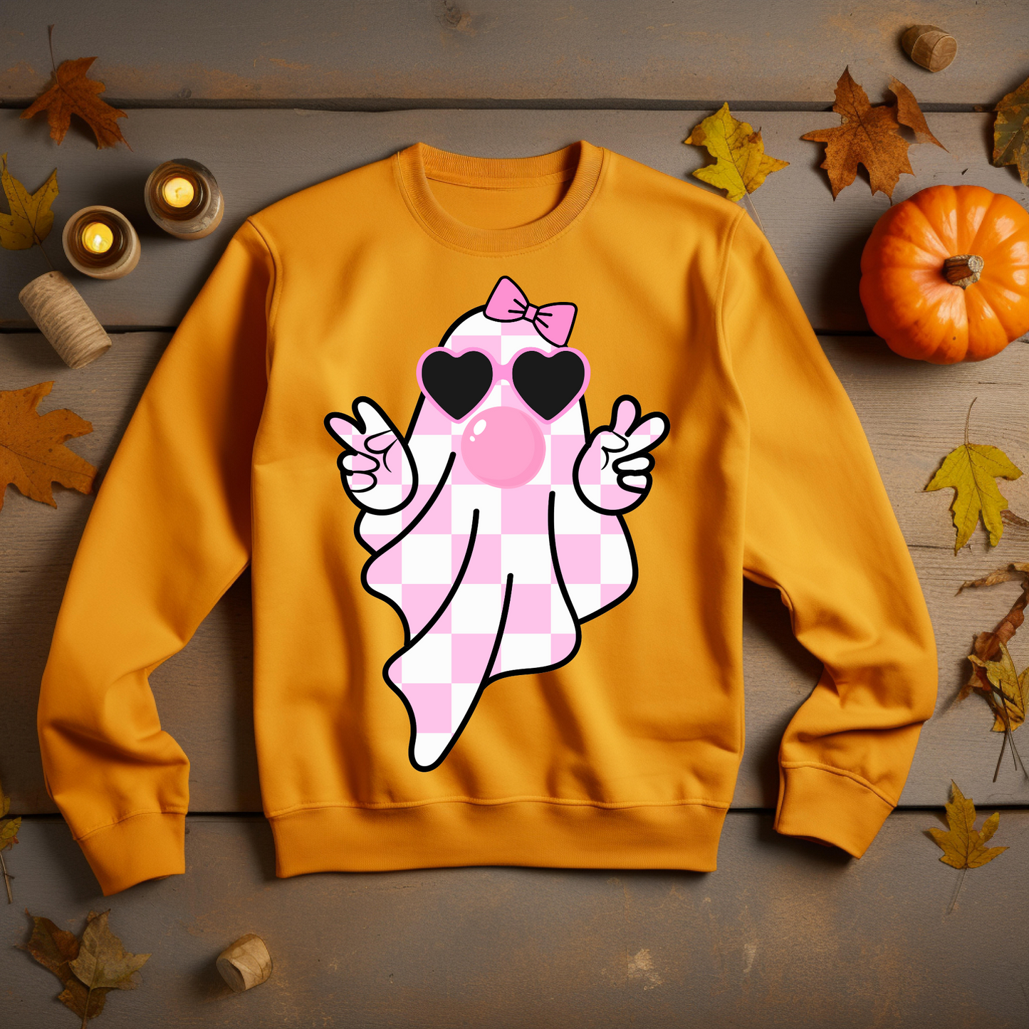 Halloween Sweatshirt - Ghost Blowing Bubble Halloween Vibes Gift