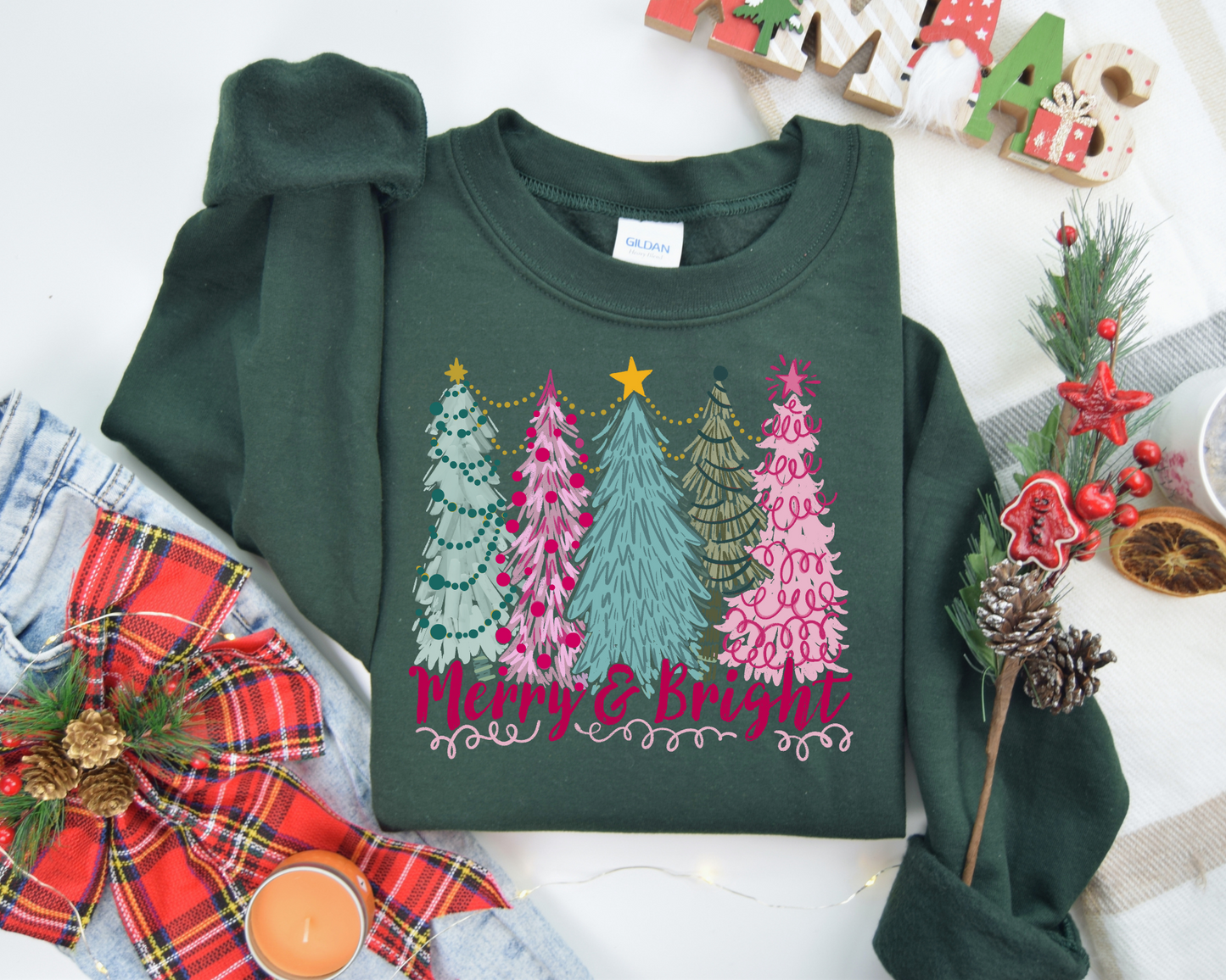 Merry And Bright Sweatshirt – Christmas Vibes Gift