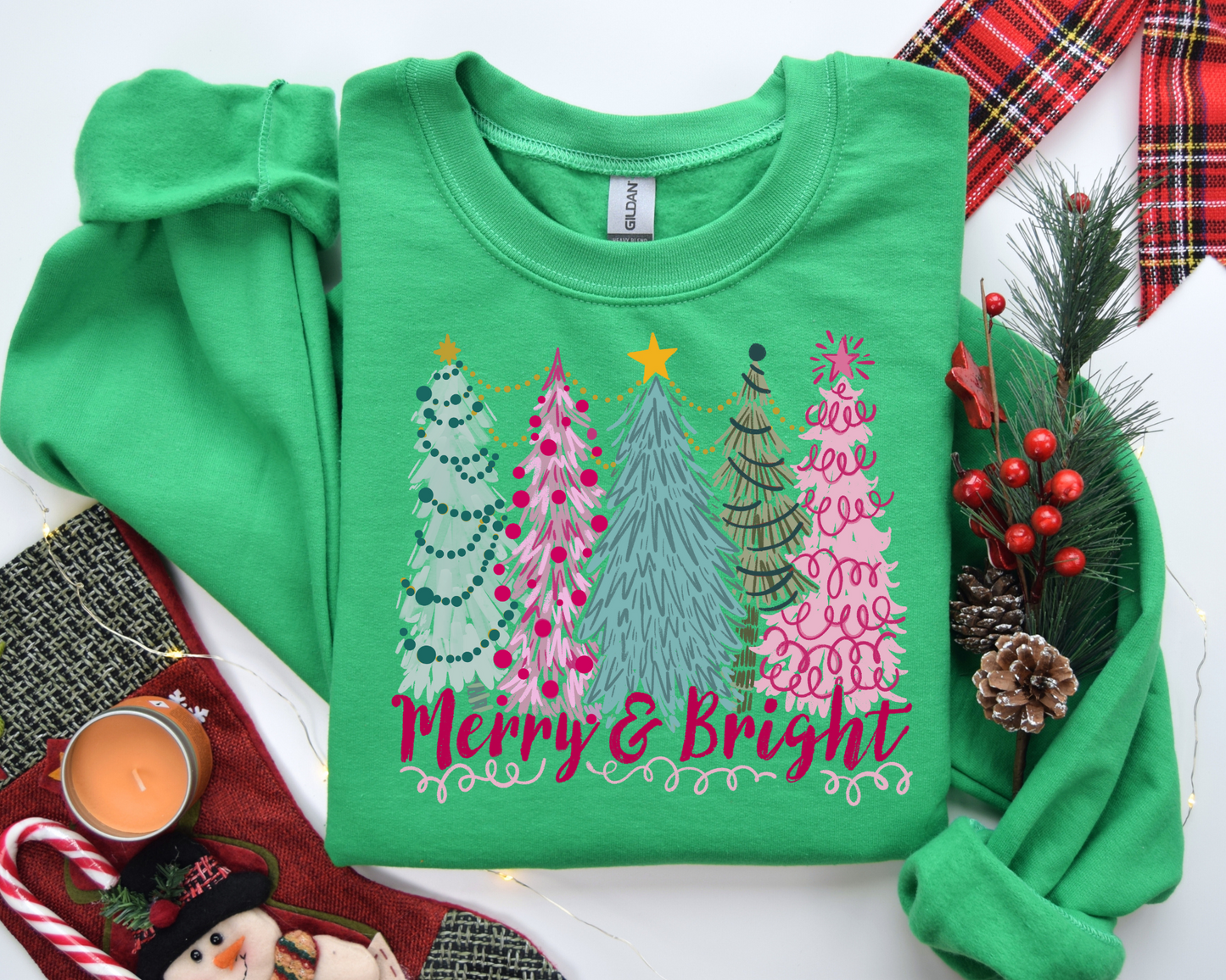 Merry And Bright Sweatshirt – Christmas Vibes Gift