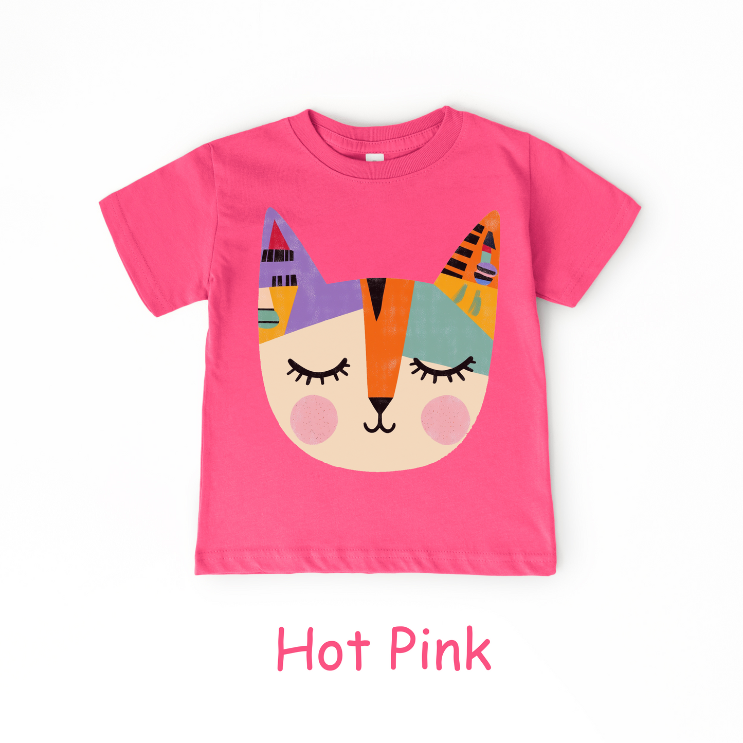 Colorful Cat Face Toddler T-Shirt – Modern Artistic Kitty Tee