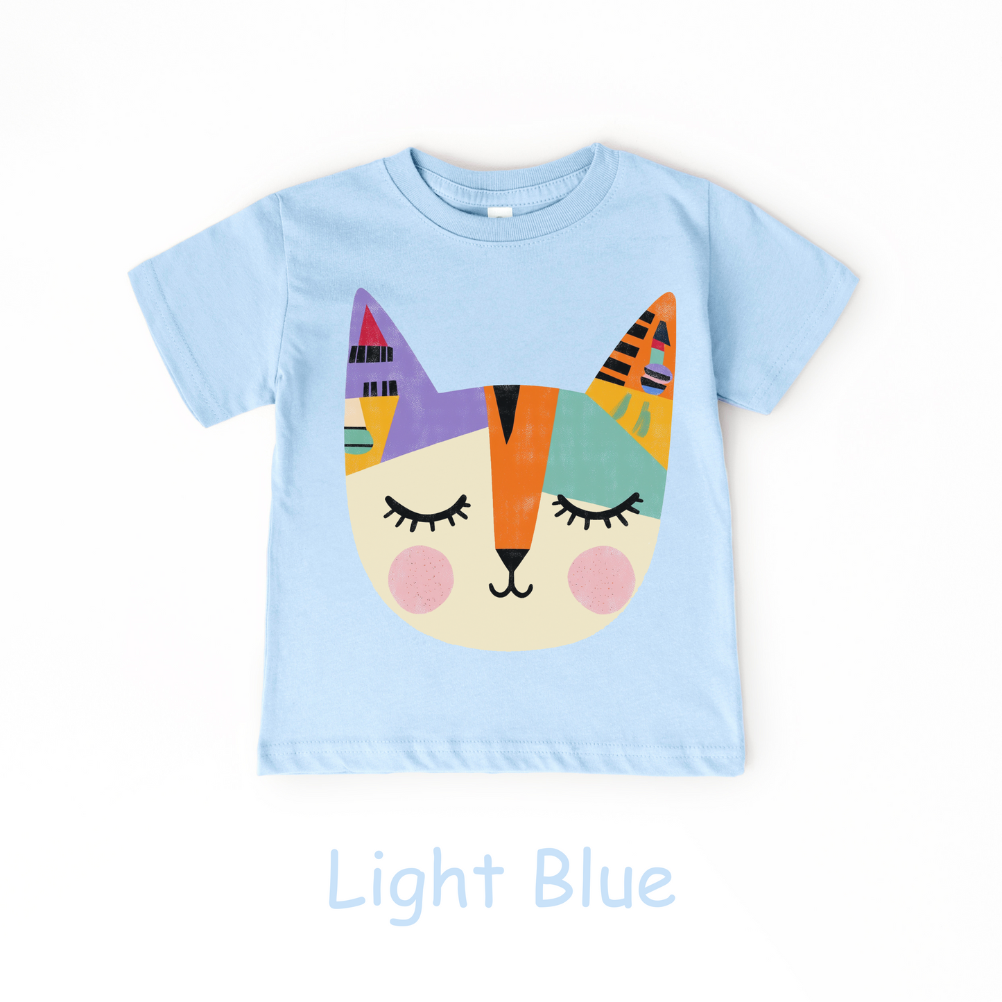 Colorful Cat Face Toddler T-Shirt – Modern Artistic Kitty Tee