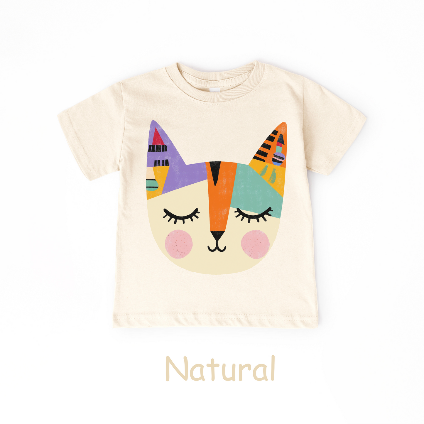 Colorful Cat Face Toddler T-Shirt – Modern Artistic Kitty Tee