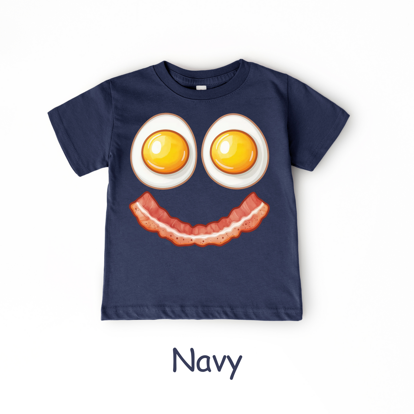 Smiley Breakfast Face Kids T-Shirt – Eggs & Bacon Design
