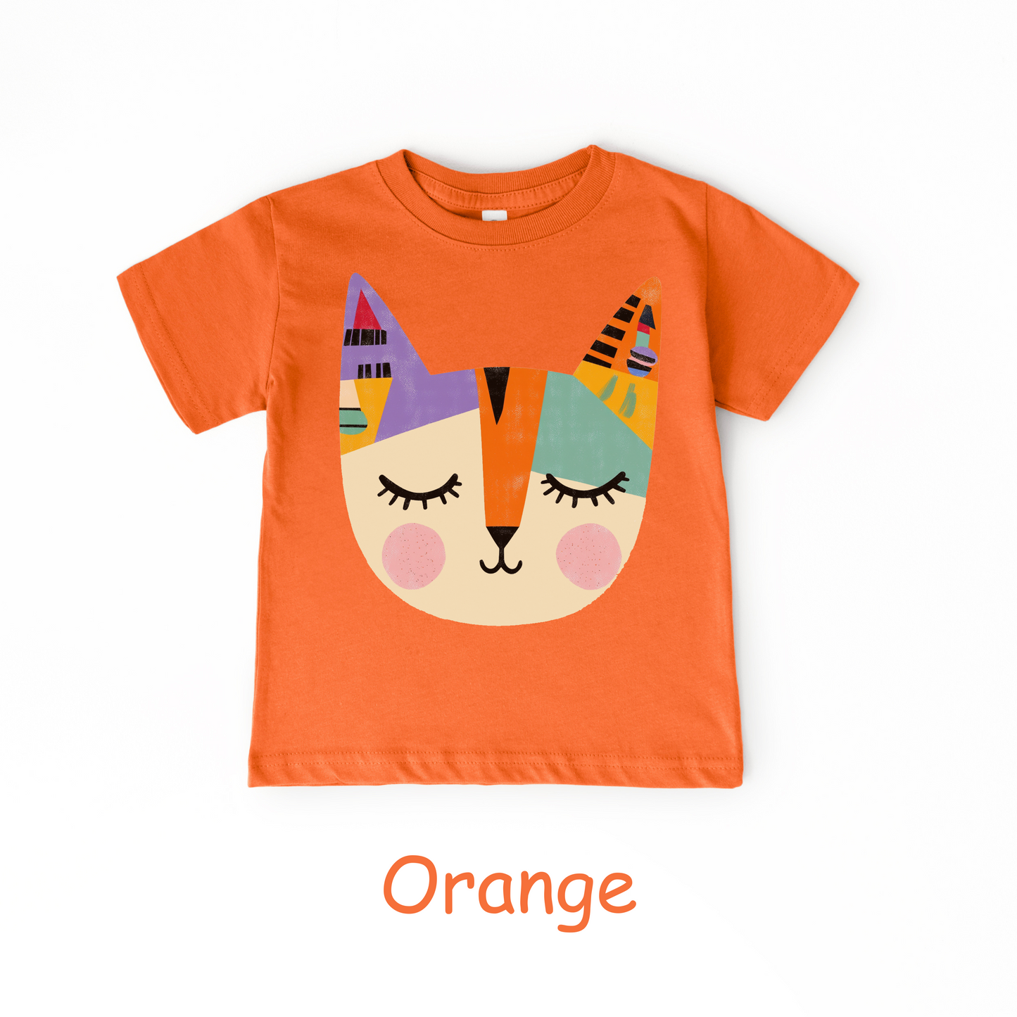 Colorful Cat Face Toddler T-Shirt – Modern Artistic Kitty Tee