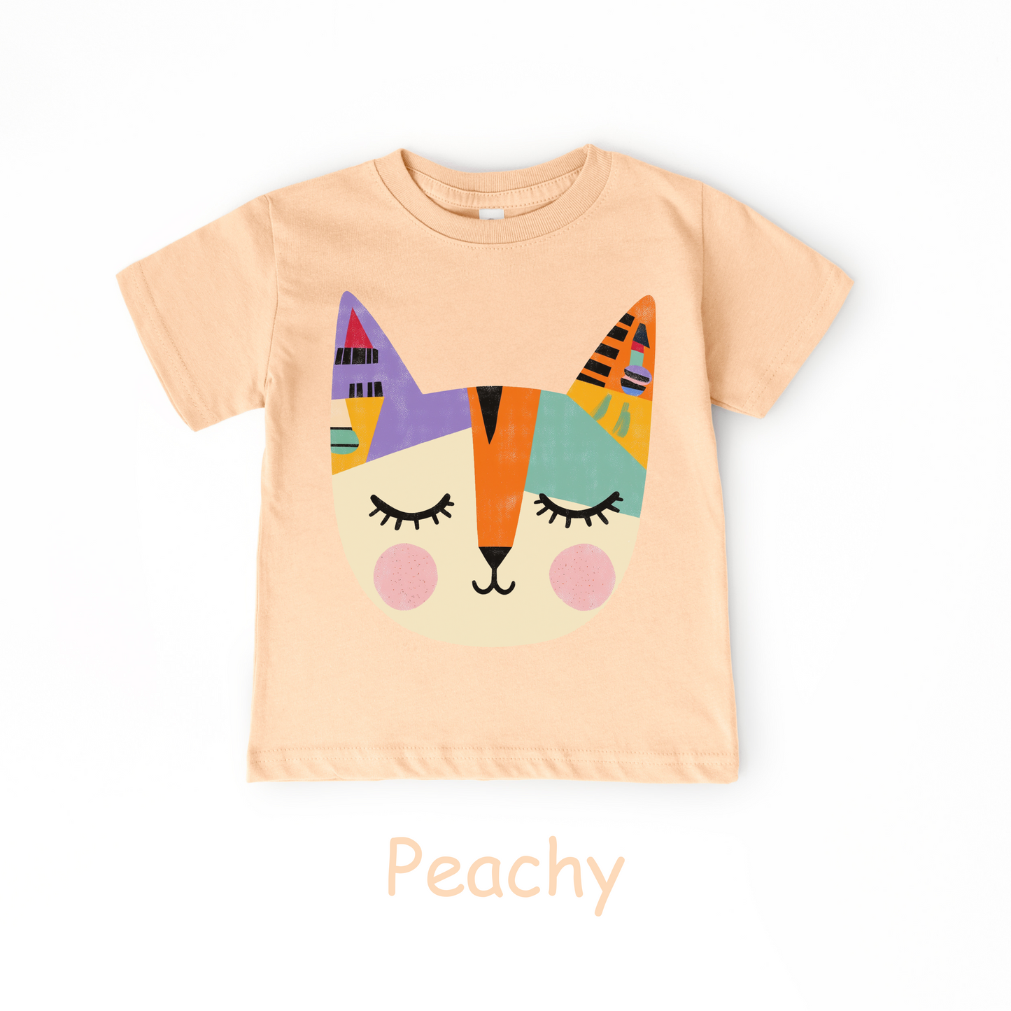 Colorful Cat Face Toddler T-Shirt – Modern Artistic Kitty Tee