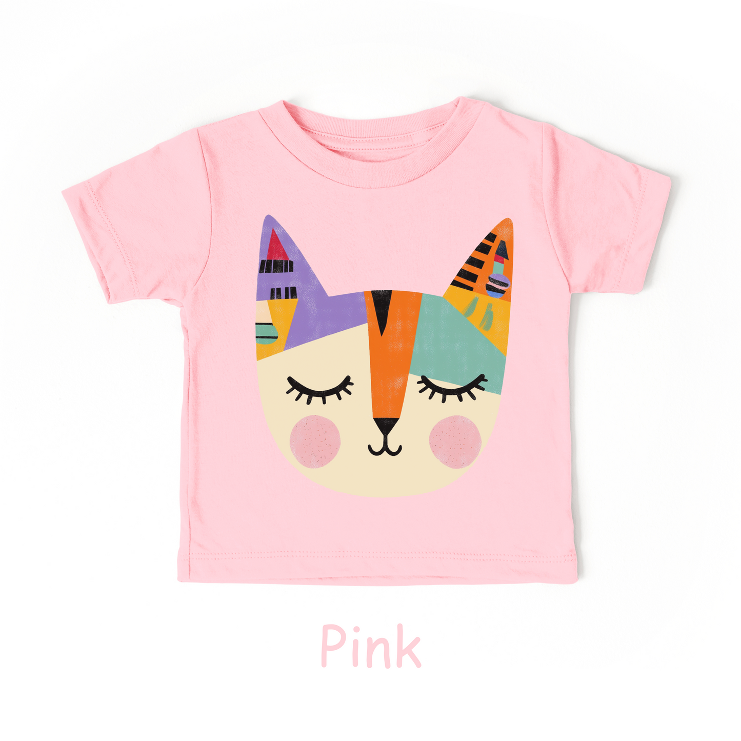 Colorful Cat Face Toddler T-Shirt – Modern Artistic Kitty Tee