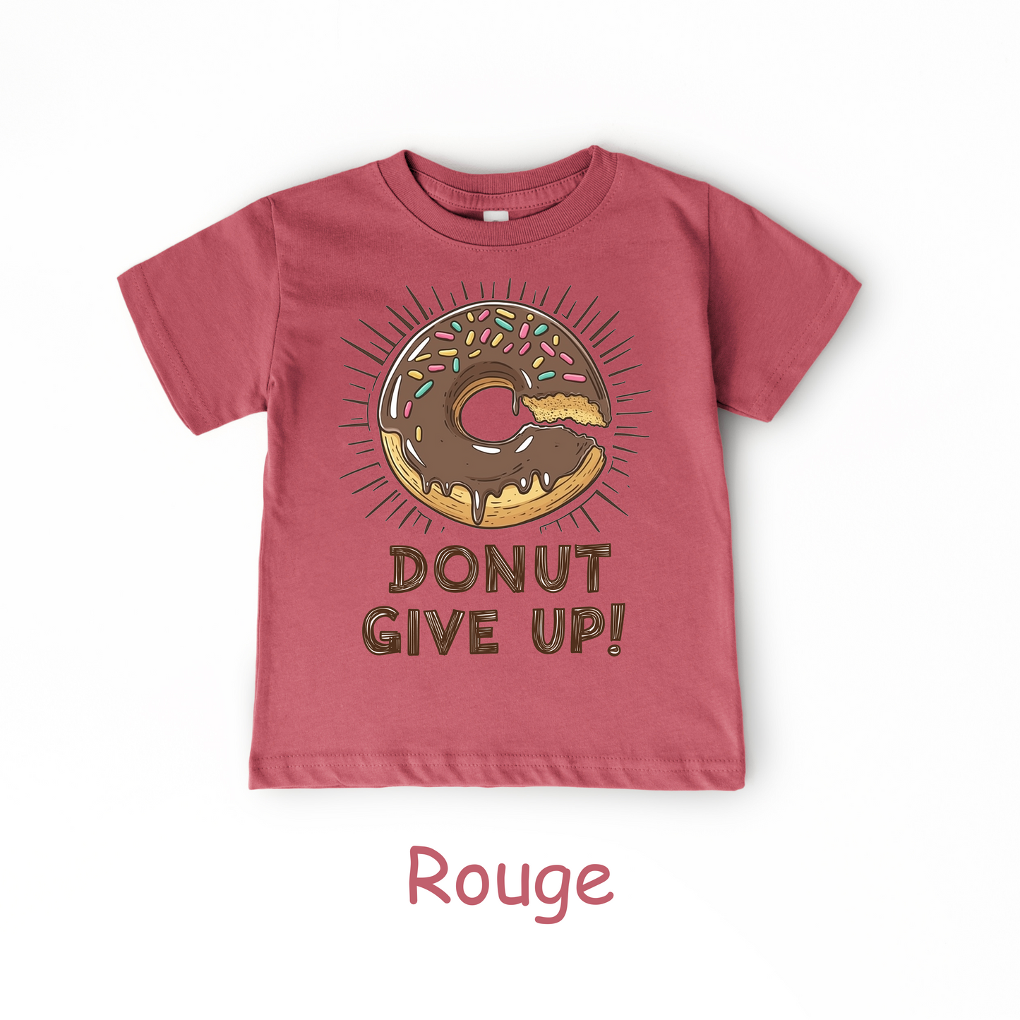 Donut Give Up! Kids T-Shirt – Chocolate Sprinkle Motivational Tee