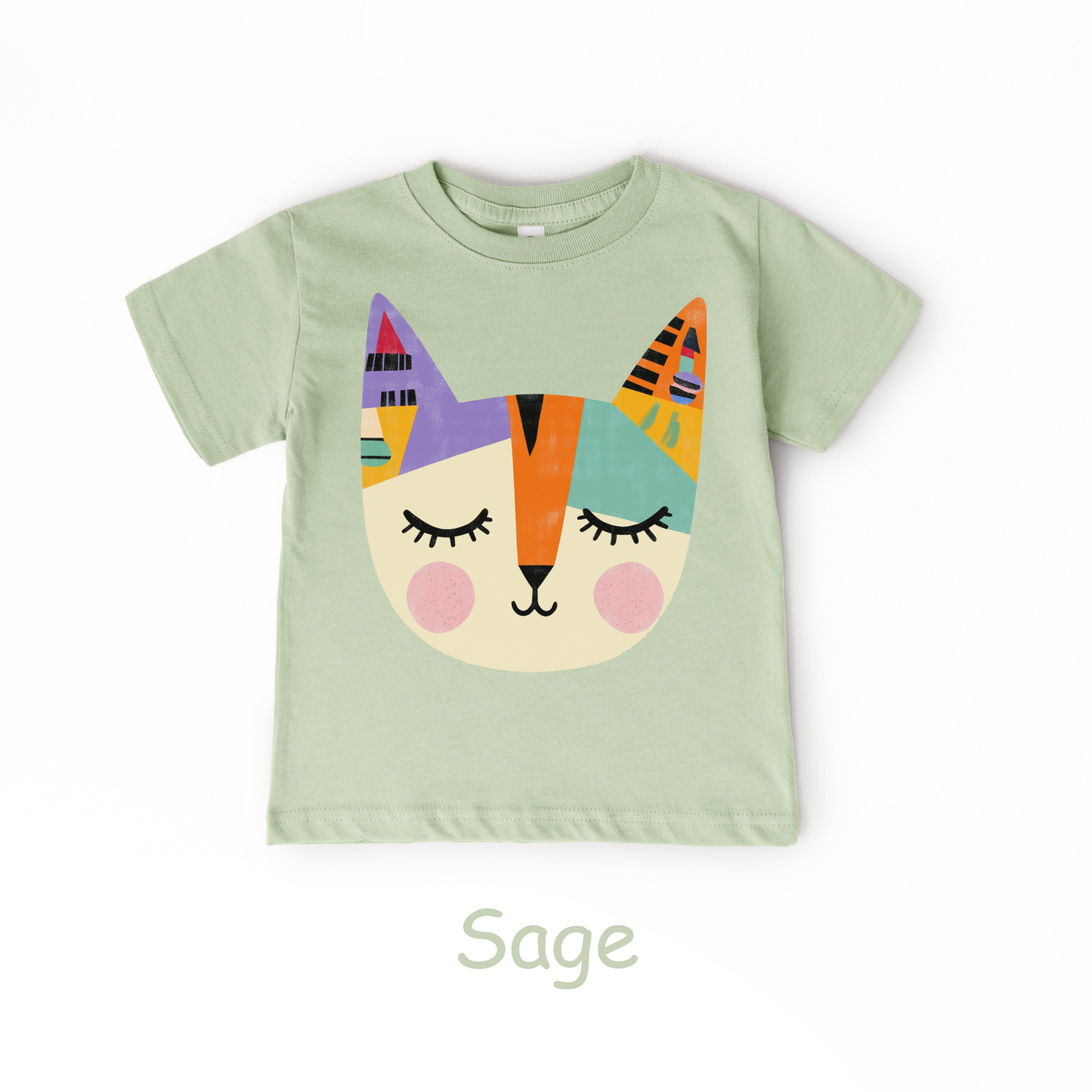 Colorful Cat Face Toddler T-Shirt – Modern Artistic Kitty Tee