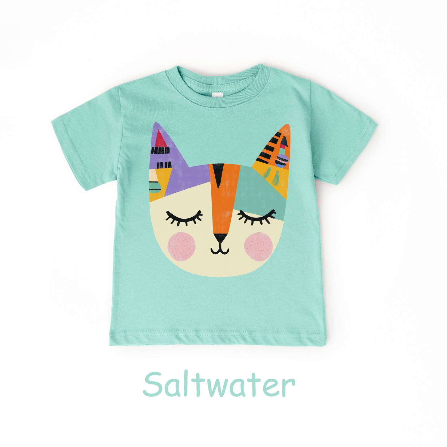Colorful Cat Face Toddler T-Shirt – Modern Artistic Kitty Tee