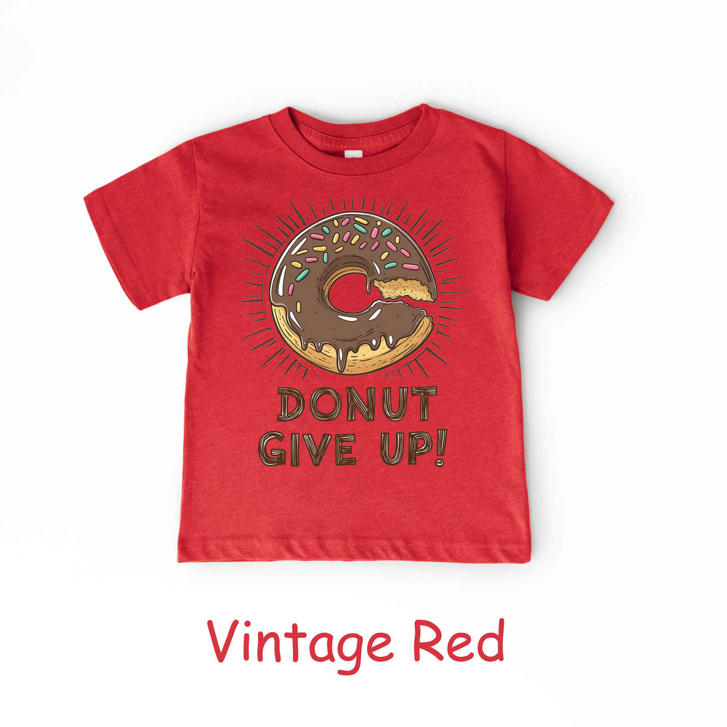 Donut Give Up! Kids T-Shirt – Chocolate Sprinkle Motivational Tee