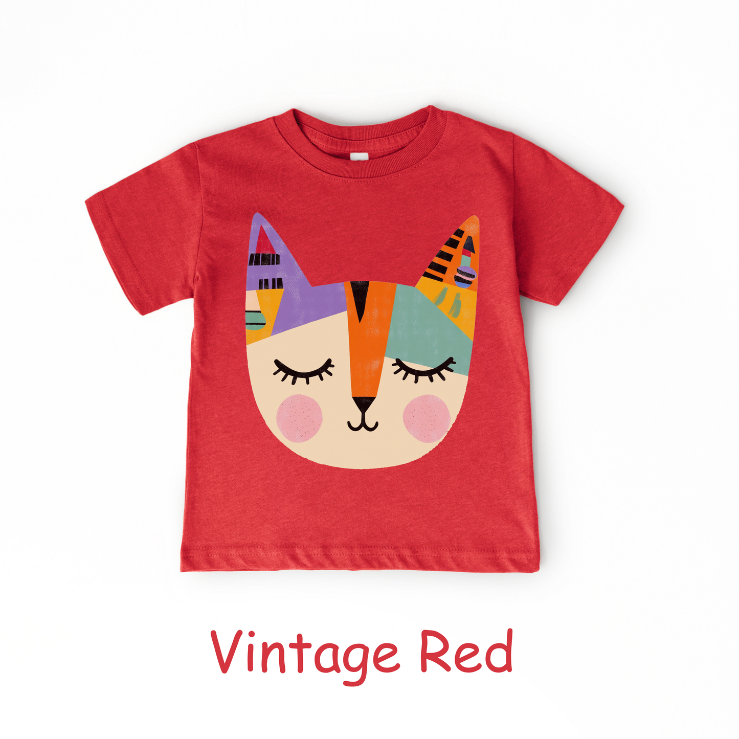Colorful Cat Face Toddler T-Shirt – Modern Artistic Kitty Tee