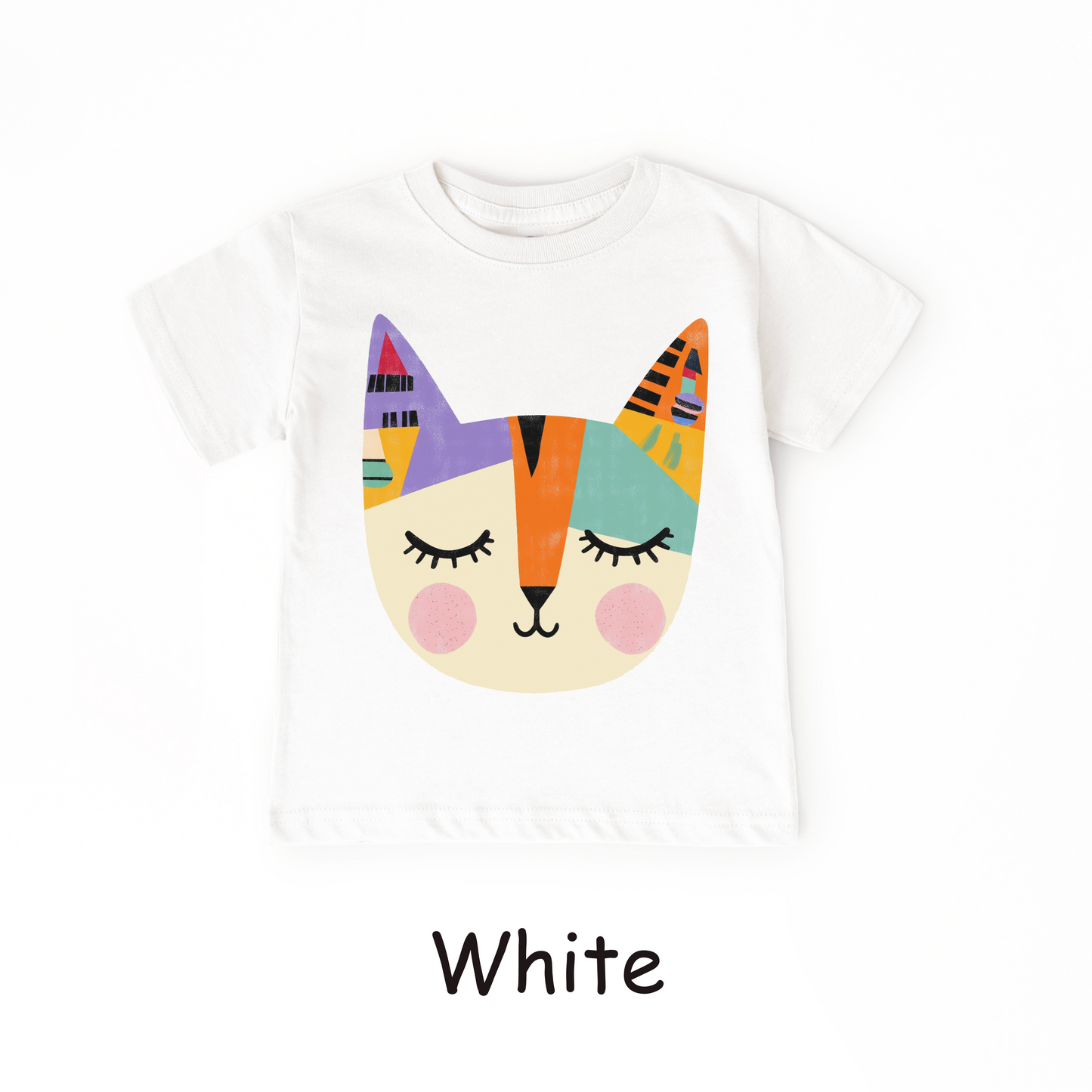 Colorful Cat Face Toddler T-Shirt – Modern Artistic Kitty Tee
