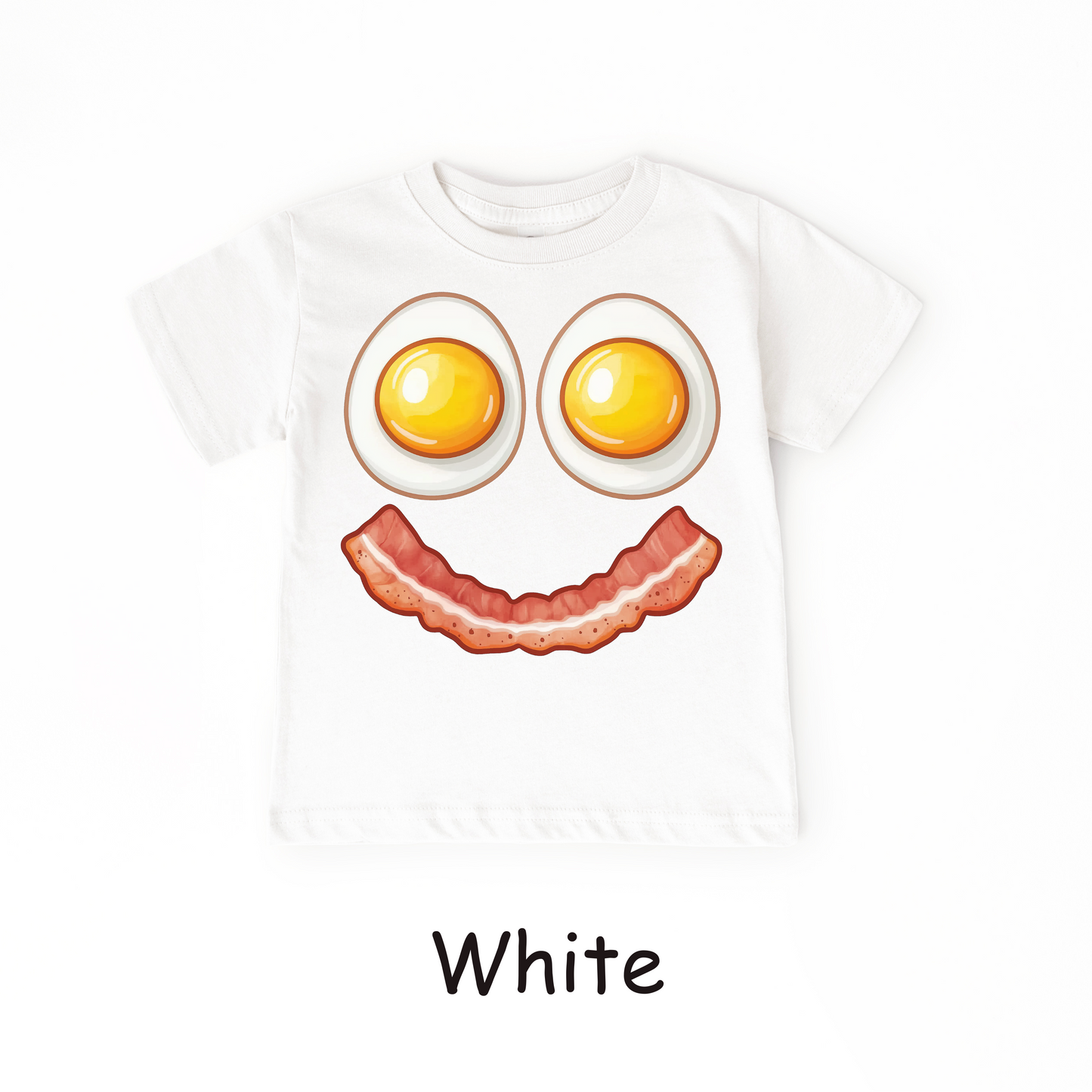 Smiley Breakfast Face Kids T-Shirt – Eggs and Bacon Toddler Tee