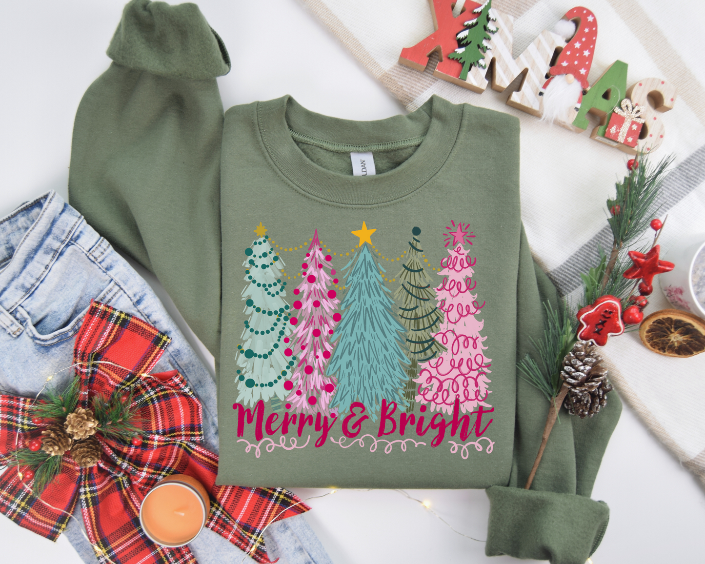 Merry And Bright Sweatshirt – Christmas Vibes Gift