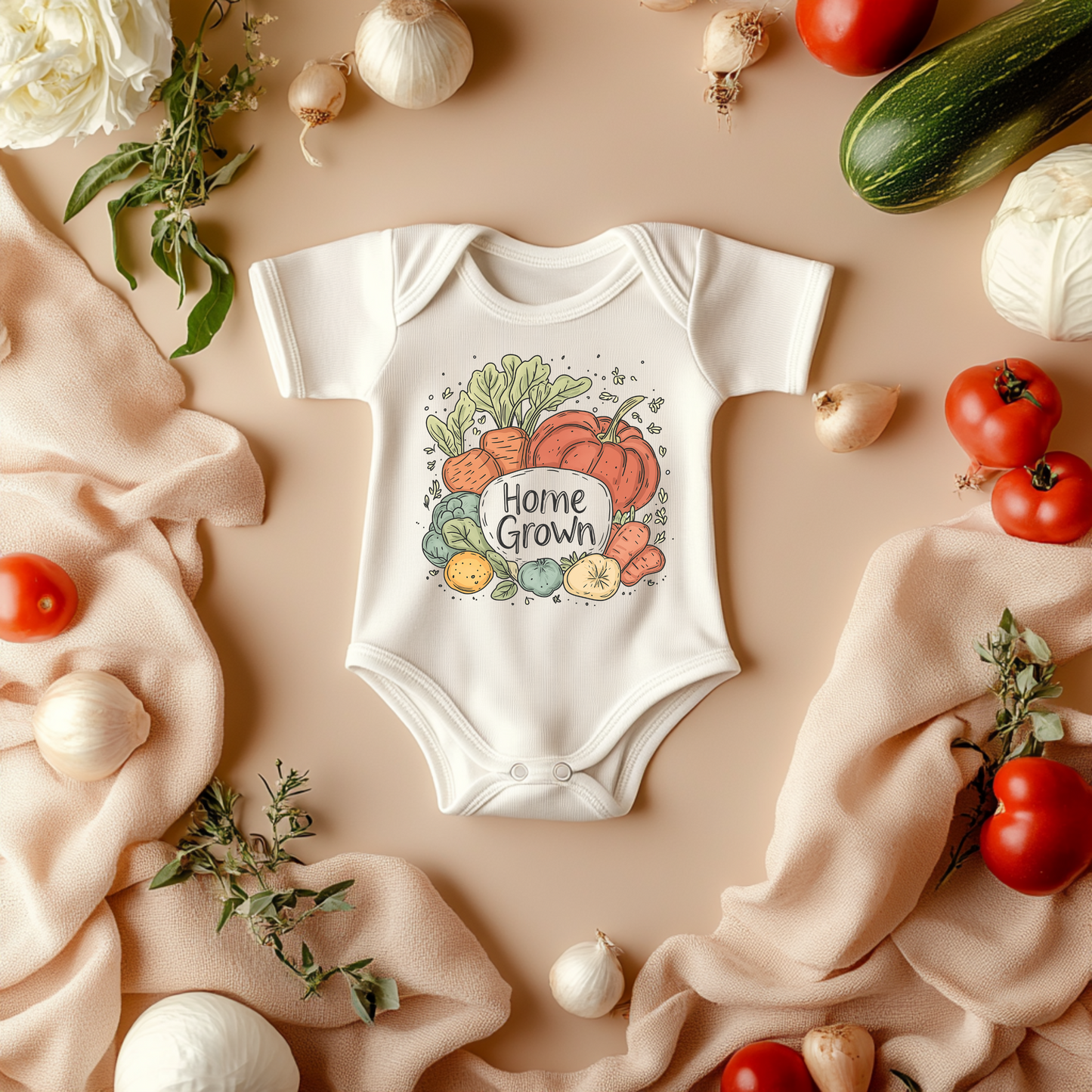 Home Grown Baby Bodysuit – Organic Vegetable Baby Outfit