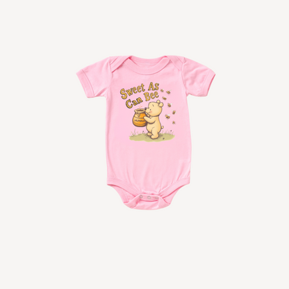 Sweet As Can Bee Baby Bodysuit – Honey Bear with Bees Design
