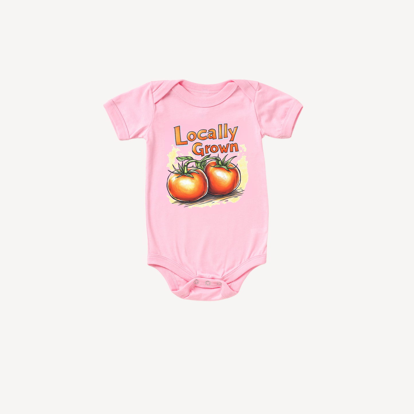 Locally Grown Tomato Baby Bodysuit – Vintage Farm-Inspired Outfit