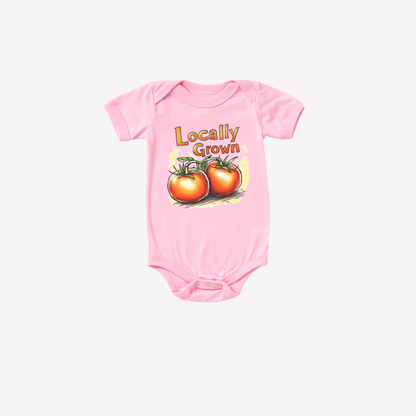 Locally Grown Tomato Baby Bodysuit – Vintage Farm-Inspired Outfit