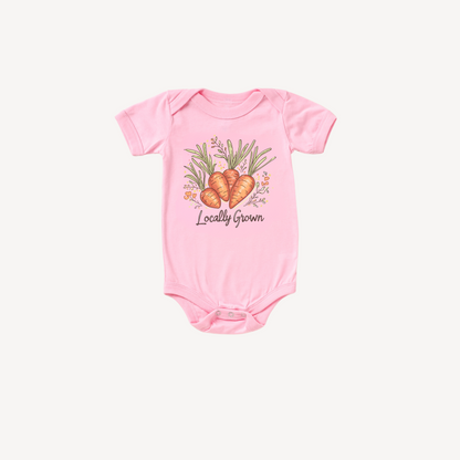 Locally Grown Carrot Baby Bodysuit – Cute Garden-Themed Baby Gift