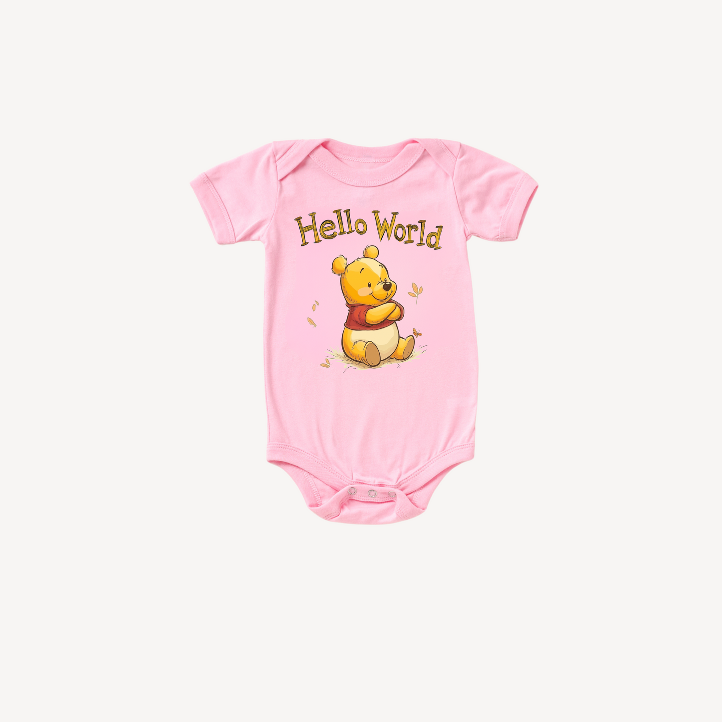 Hello World Winnie the Pooh Baby Onesie – Classic Storybook Inspired