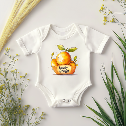 Locally Grown Orange Baby Bodysuit – Cute Citrus Baby Gift