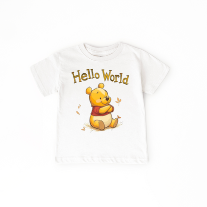 Hello World Winnie the Pooh Baby Onesie – Classic Storybook Inspired