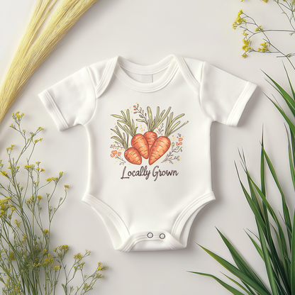 Locally Grown Carrot Baby Bodysuit – Cute Garden-Themed Baby Gift
