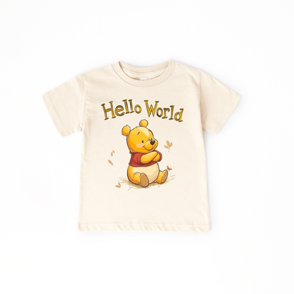 Hello World Winnie the Pooh Baby Onesie – Classic Storybook Inspired